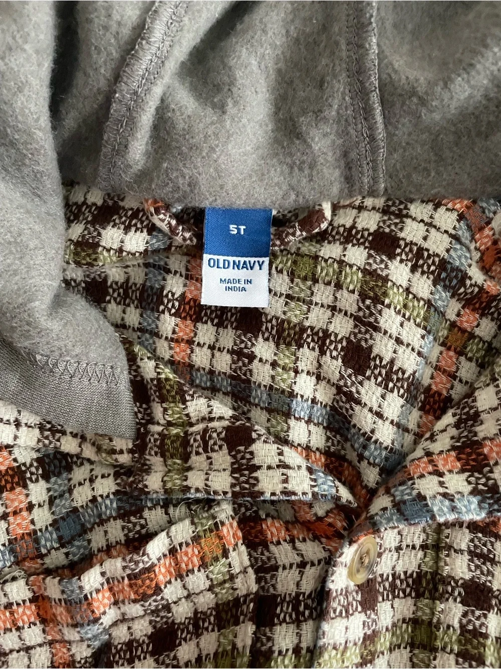 Toddler Boys NWT 5T Multi-Colored Old Navy Hooded Flannel Shirt